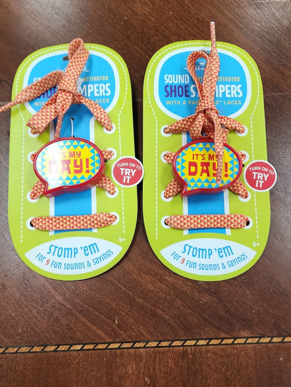 Hallmark Sound-Activated Kids Shoe Stompers in Red, Yellow, Blue